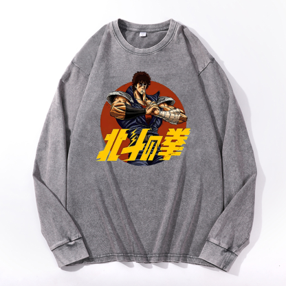 Fist of the North Star Vintage Cotton Wash Crewneck Sweatshirt