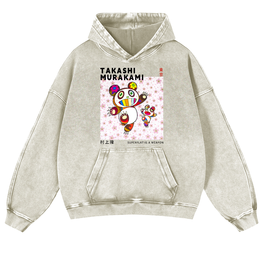 Panda TM Vintage Washed Thick Cotton Hoodie
