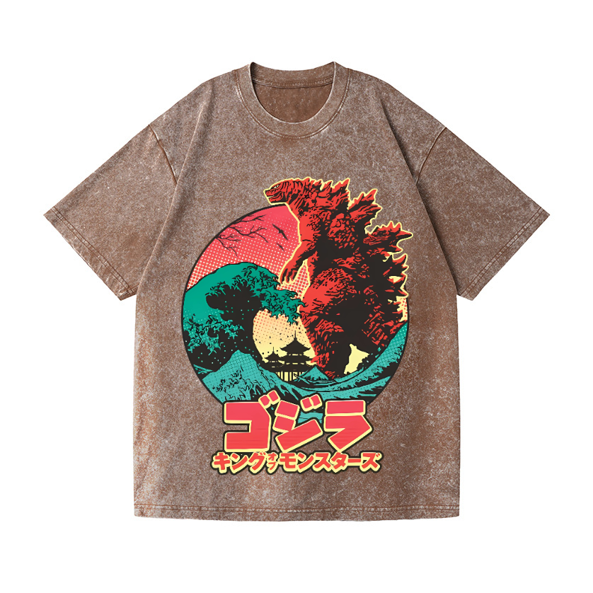 Godzilla Vintage Wash Japanese Design T-Shirt