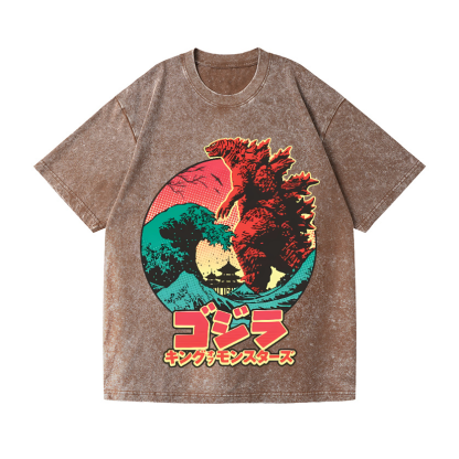 Godzilla Vintage Wash Japanese Design T-Shirt