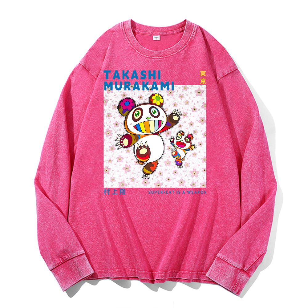 Panda TM Vintage Cotton Wash Long-sleeve T-shirt