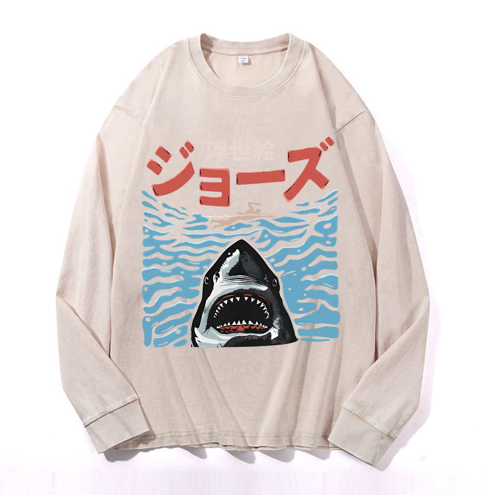 Jaws Vintage Cotton Wash Crewneck Sweatshirt