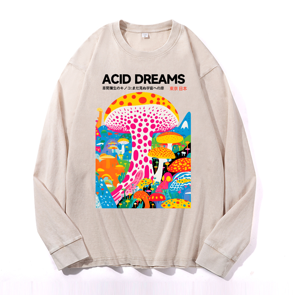Yayoi Kusama Mushroom Vintage Cotton Wash Crewneck Sweatshirt