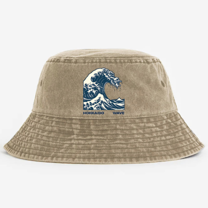 Katsushika Hokusai Wave Vintage 100% Cotton Bucket Hat