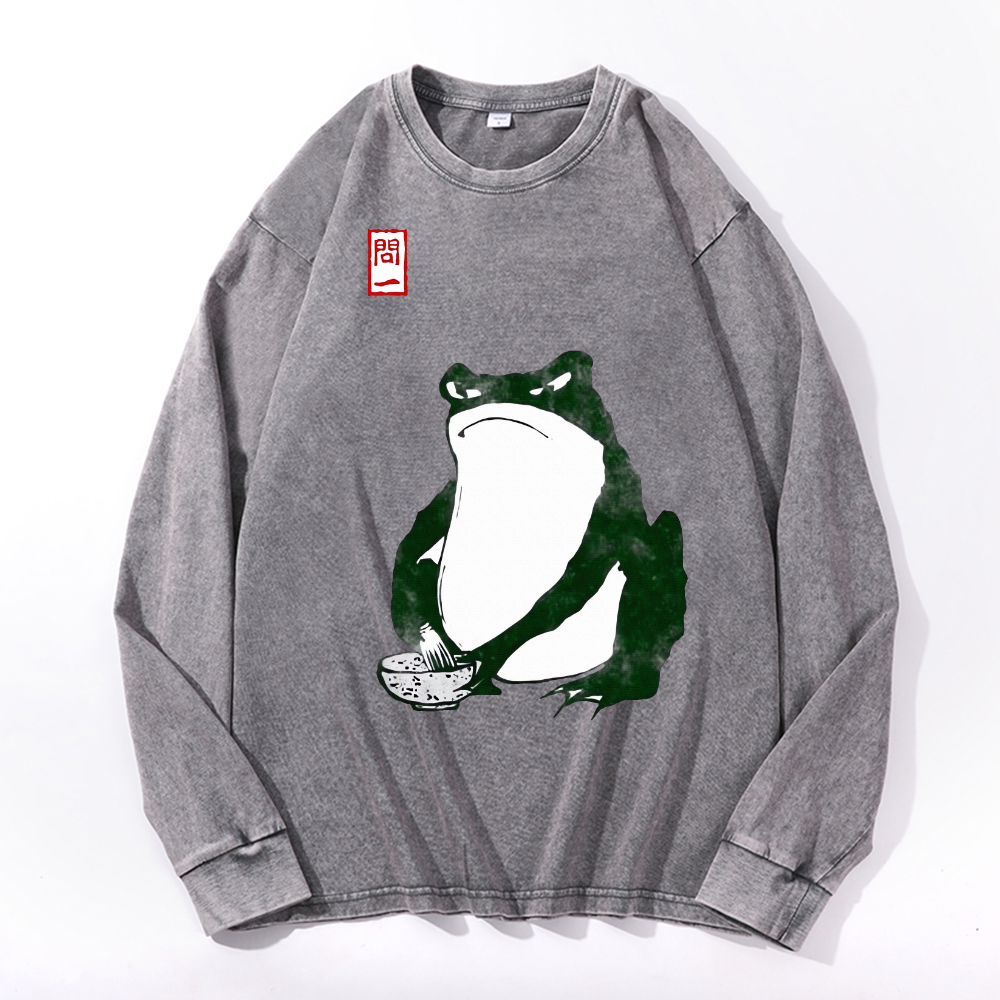 Matsumoto Hoji Frog Vintage Cotton Wash Crewneck Sweatshirt