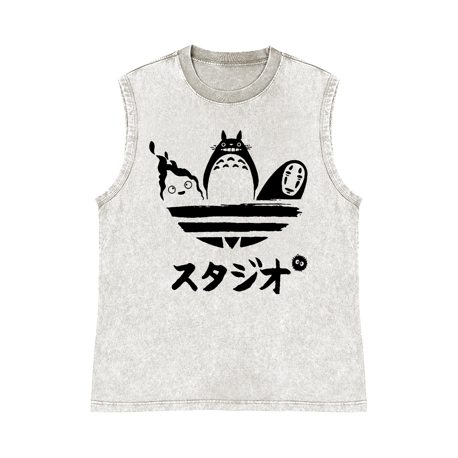 Ghibli Pure Cotton Wash-Dyed Sleeveless Tank Top