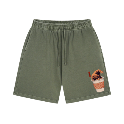Katsushika Hokusai Wave Vintage Washed Cotton Shorts
