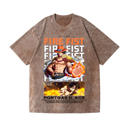 One Piece Ace Vintage Wash Japanese Design T-Shirt