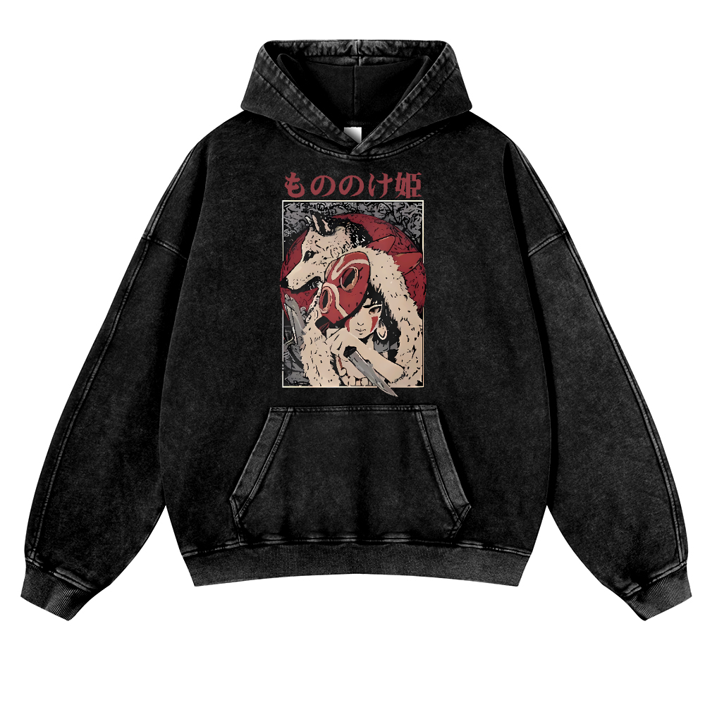 Ghibli Vintage Washed Thick Cotton Hoodie