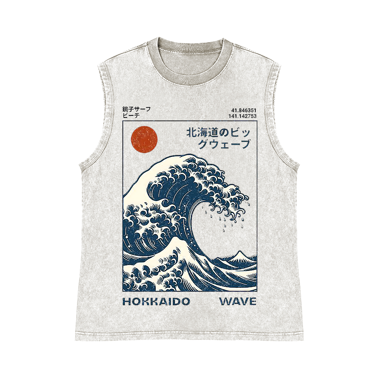Katsushika Hokusai Pure Cotton Wash-Dyed Sleeveless Tank Top