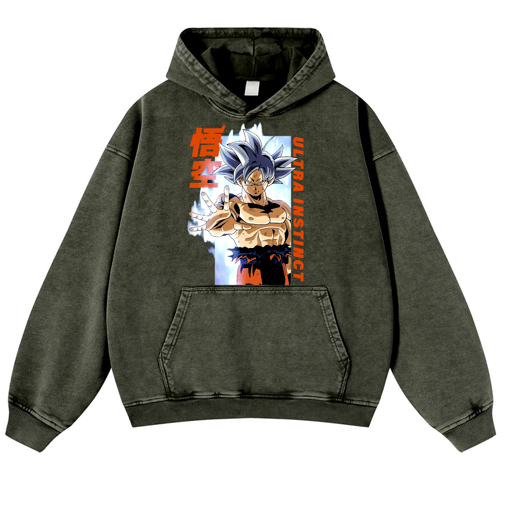 DB Son Goku Ultra Instinct Vintage Washed Thick Cotton Hoodie