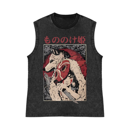 Ghibli Pure Cotton Wash-Dyed Sleeveless Tank Top