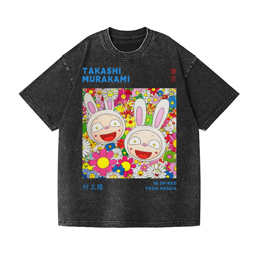 TM Sunflower Rabbit Vintage Wash Japanese Design T-Shirt