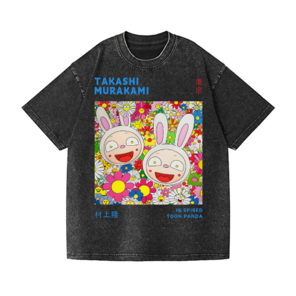 TM Sunflower Rabbit Vintage Wash Japanese Design T-Shirt