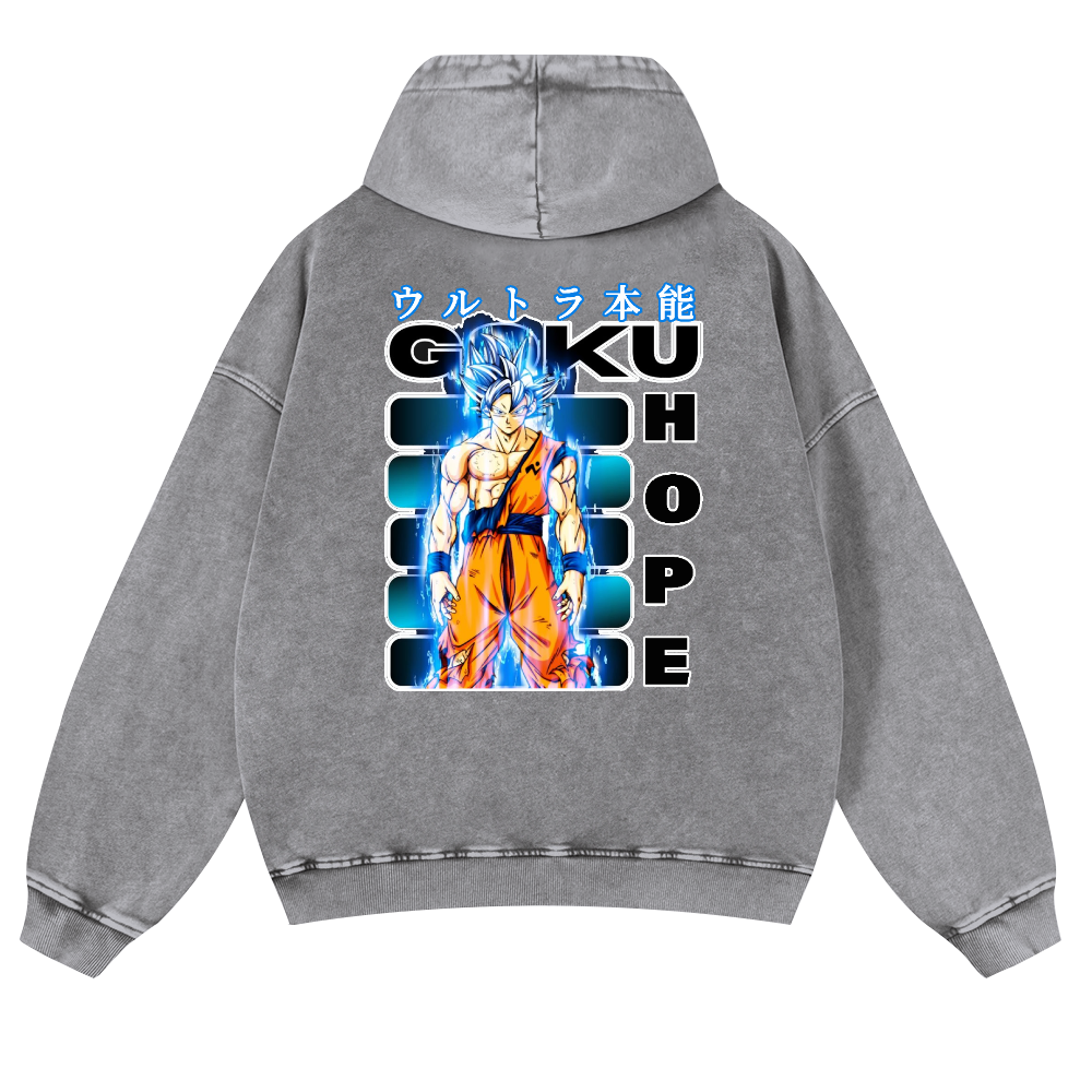 DB Son Goku Vintage Washed Cotton Back Art Hoodie