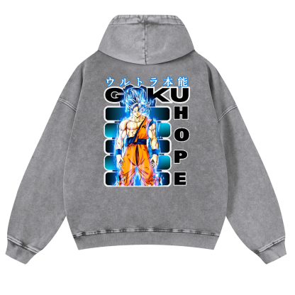 DB Son Goku Vintage Washed Cotton Back Art Hoodie