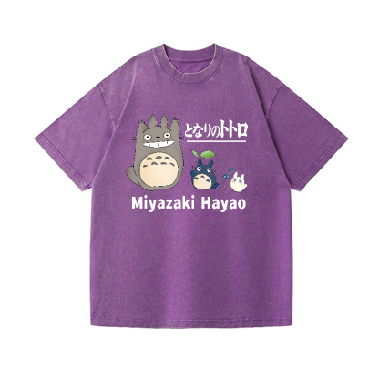 Ghibli Miyazaki Hayao Totoro Anime Vintage Wash Japanese Design T-Shirt