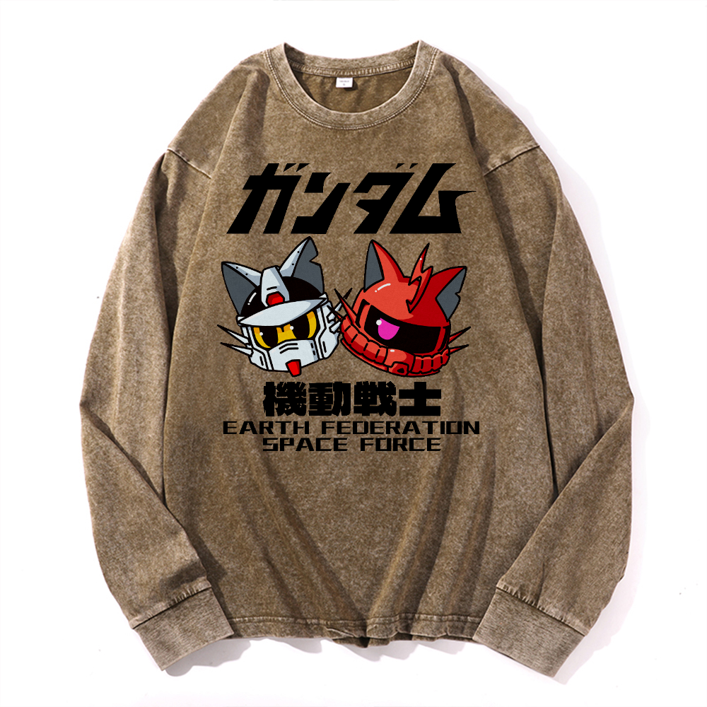 E.F.S.F. Cat MSG Vintage Cotton Wash Long-sleeve T-shirt