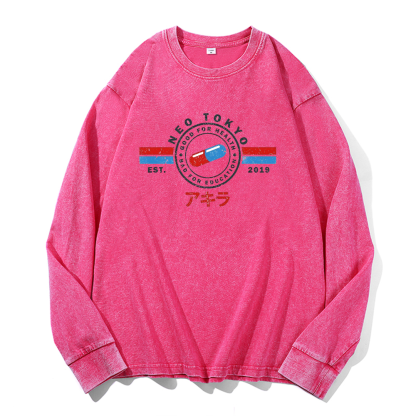 Akira Vintage Cotton Wash Crewneck Sweatshirt