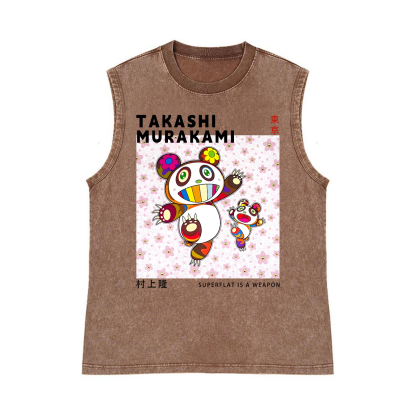 Panda TM Pure Cotton Wash-Dyed Sleeveless Tank Top