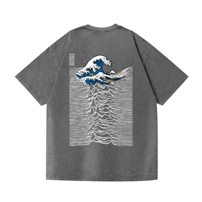 The Great Wave Katsushika Hokusai Ukiyoe Vintage Wash Japanese Design Back Art T-Shirt