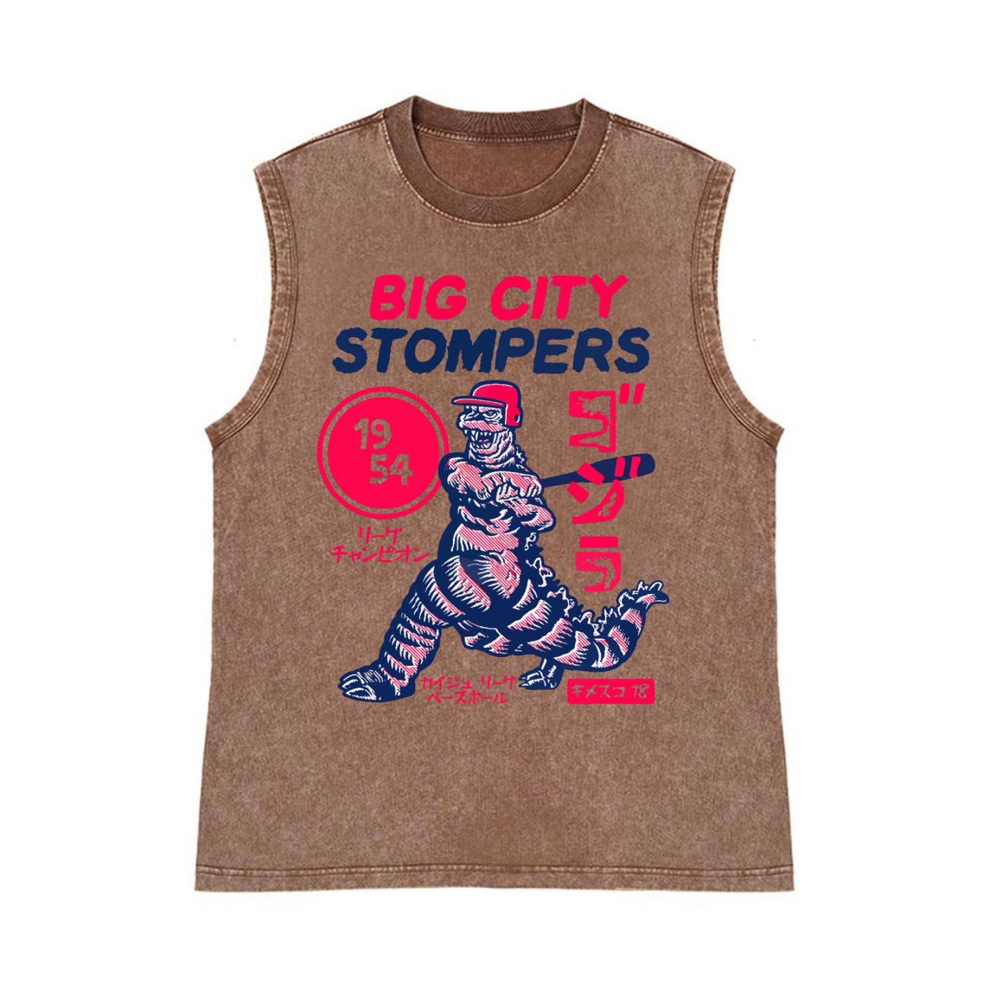 Kaiju Baseball Pure Cotton Wash-Dyed Sleeveless Tank Top