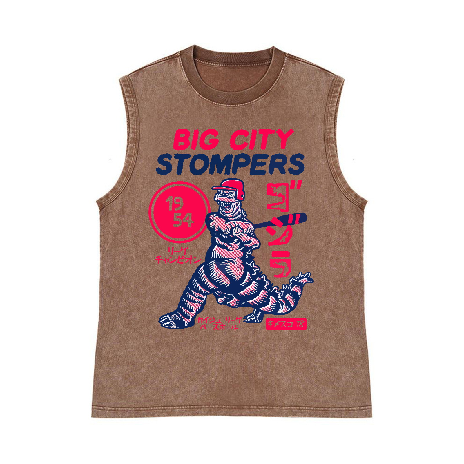 Kaiju Baseball Pure Cotton Wash-Dyed Sleeveless Tank Top