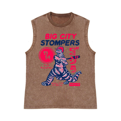 Kaiju Baseball Pure Cotton Wash-Dyed Sleeveless Tank Top