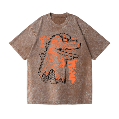 Mecha Kaiju Vintage Wash Japanese Design T-Shirt