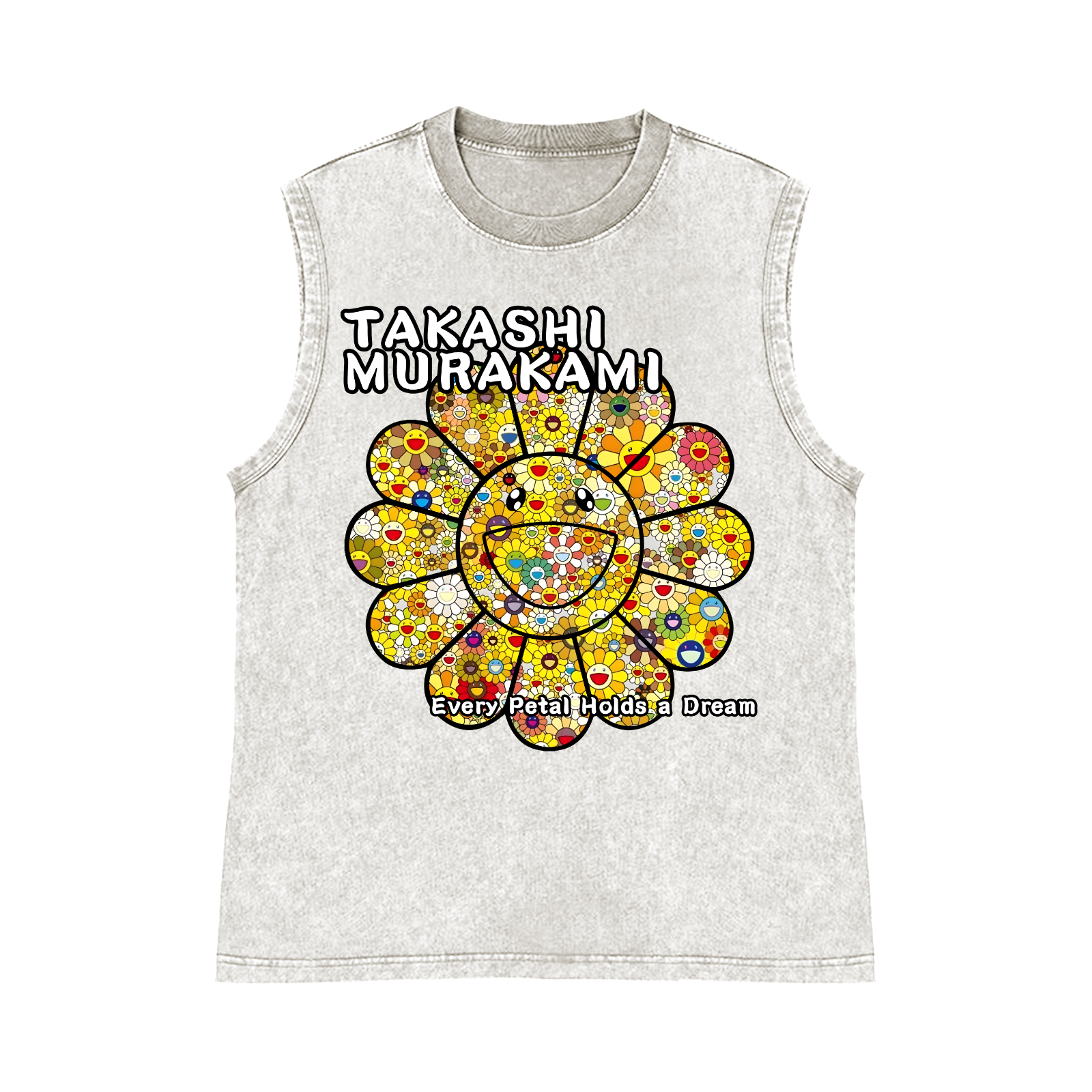 Sunflower TM Flower Pure Cotton Wash-Dyed Sleeveless Tank Top