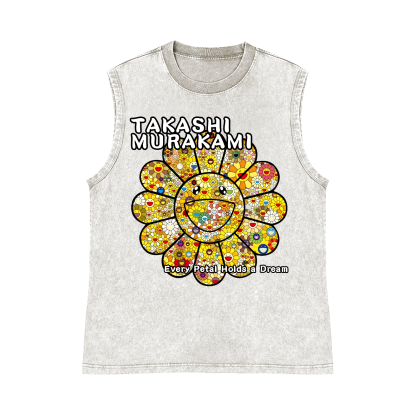 Sunflower TM Flower Pure Cotton Wash-Dyed Sleeveless Tank Top