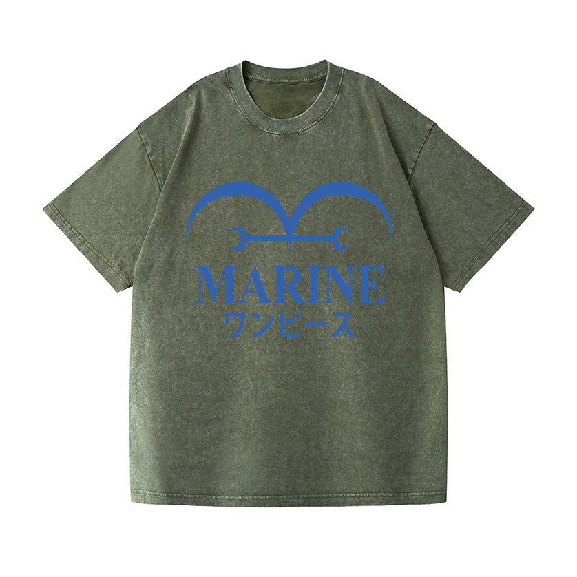 One Piece Marine Vintage Wash Japanese Design T-Shirt