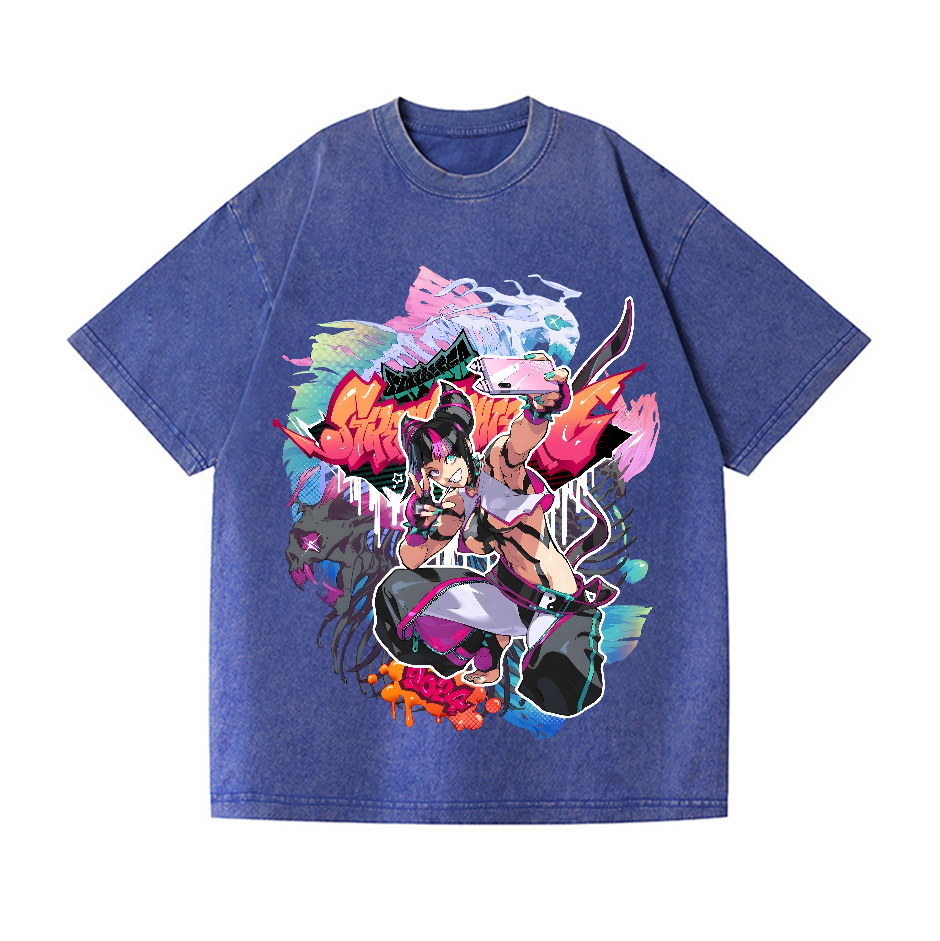 Street Fighter Juri Vintage Wash Japanese Design T-Shirt