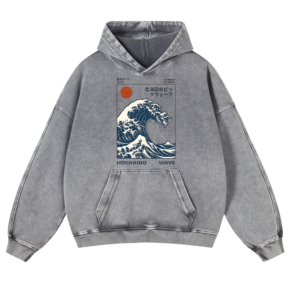 Katsushika Hokusai Vintage Washed Thick Cotton Hoodie
