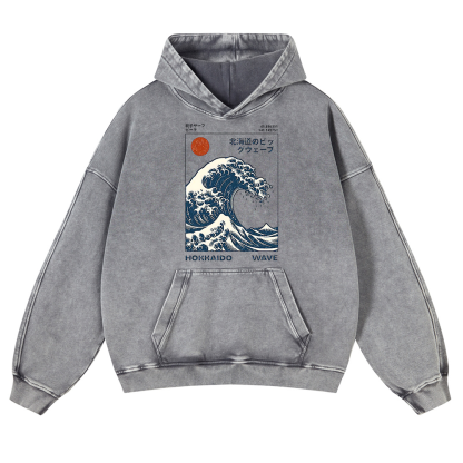 Katsushika Hokusai Vintage Washed Thick Cotton Hoodie