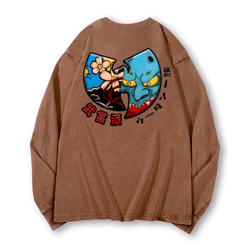 Wu Tang Clan Vintage Washed Cotton Back Art Long-sleeve T-shirt