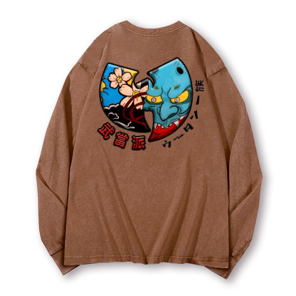 Wu Tang Clan Vintage Washed Cotton Back Art Long-sleeve T-shirt