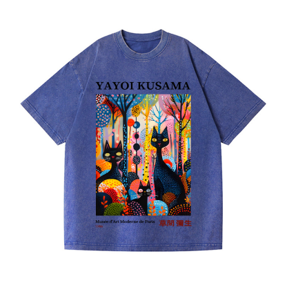 Yayoi Kusama Cat Vintage Wash Japanese Design T-Shirt