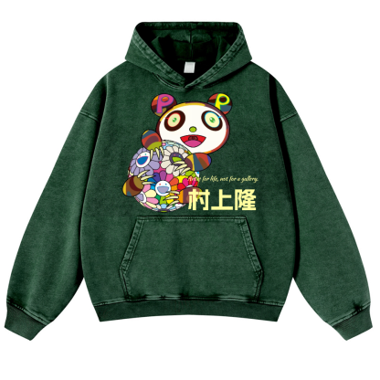 TM Sunflower Panda Vintage Washed Thick Cotton Hoodie