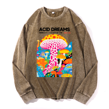 Yayoi Kusama Mushroom Vintage Cotton Wash Crewneck Sweatshirt