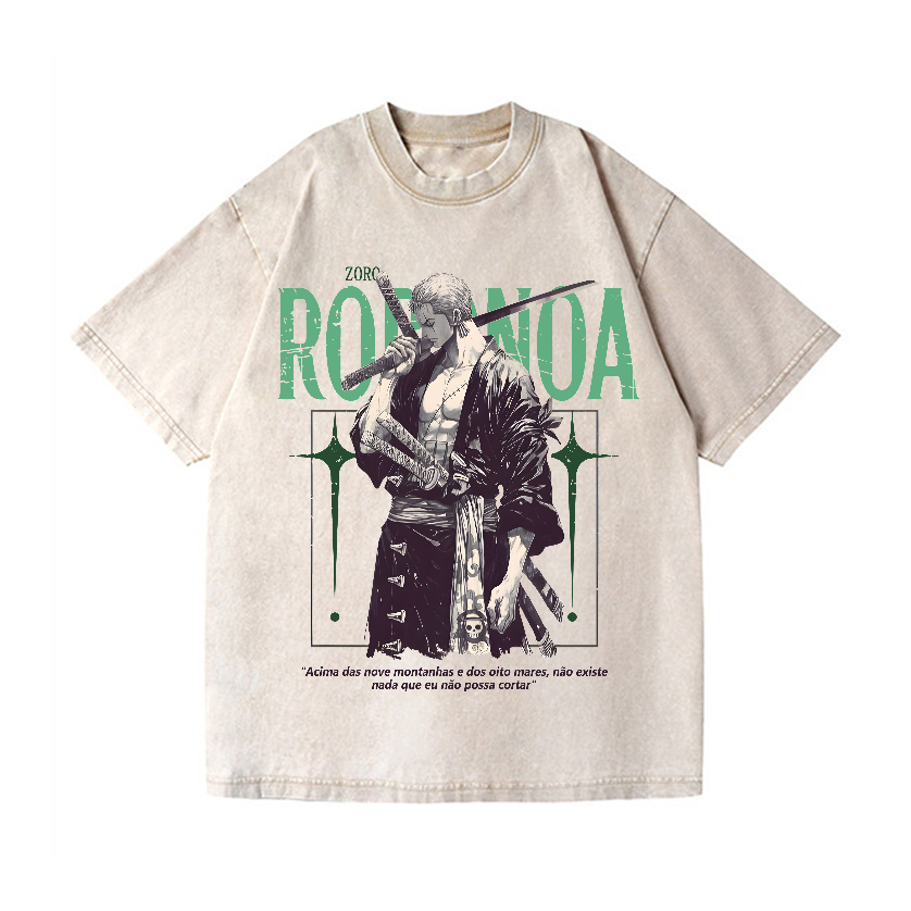 One Piece Roronoa Zoro Vintage Wash Japanese Design T-Shirt