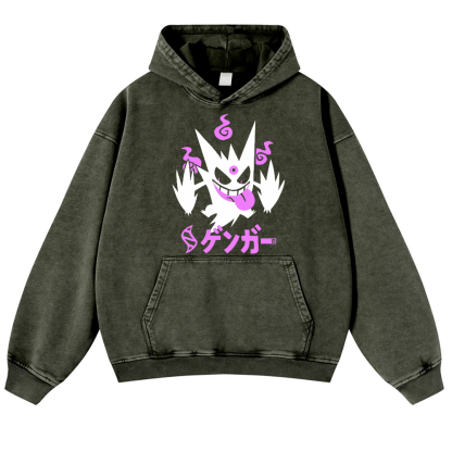 Gengar Vintage Washed Thick Cotton Hoodie