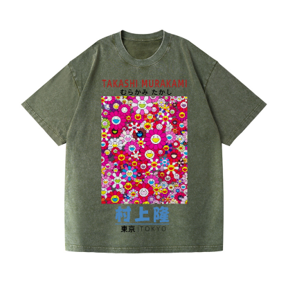 Takashi Murakami Sunflower Vintage Wash Japanese Design T-Shirt