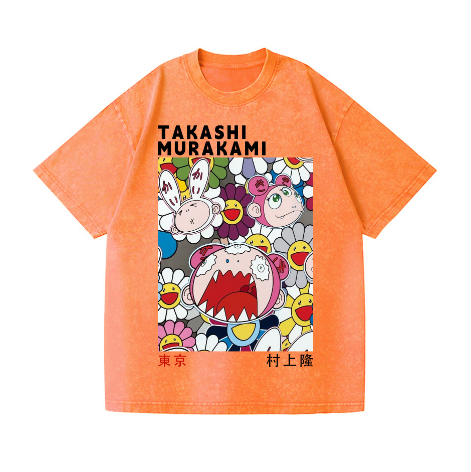 Rabbit Flower TM Vintage Wash Japanese Design T-Shirt
