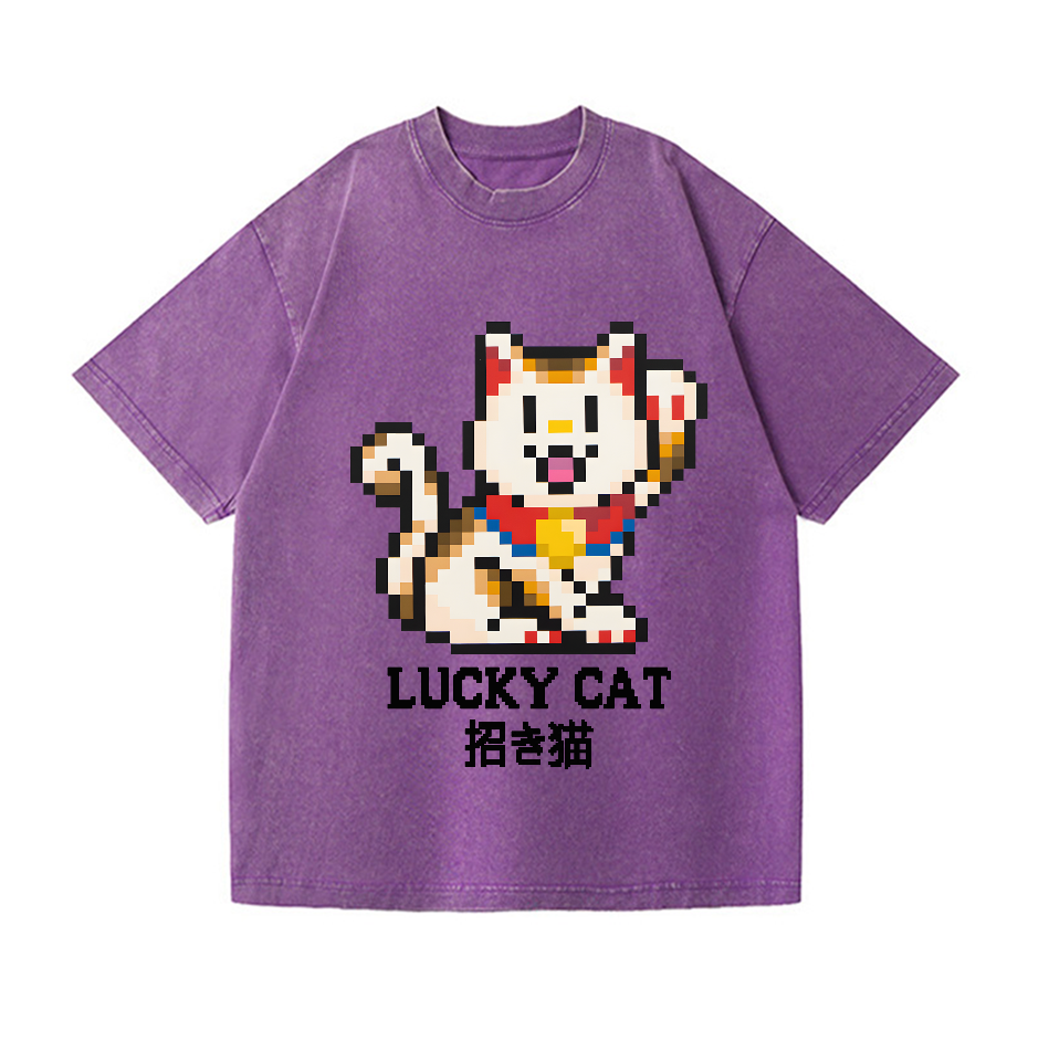 Lucky Cat Vintage Wash Japanese Design T-Shirt