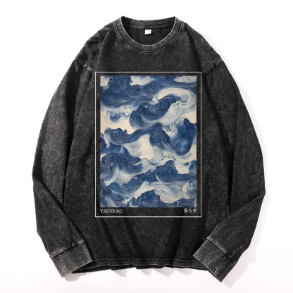 Yasuragi Art Wave Vintage Cotton Wash Long-sleeve T-shirt