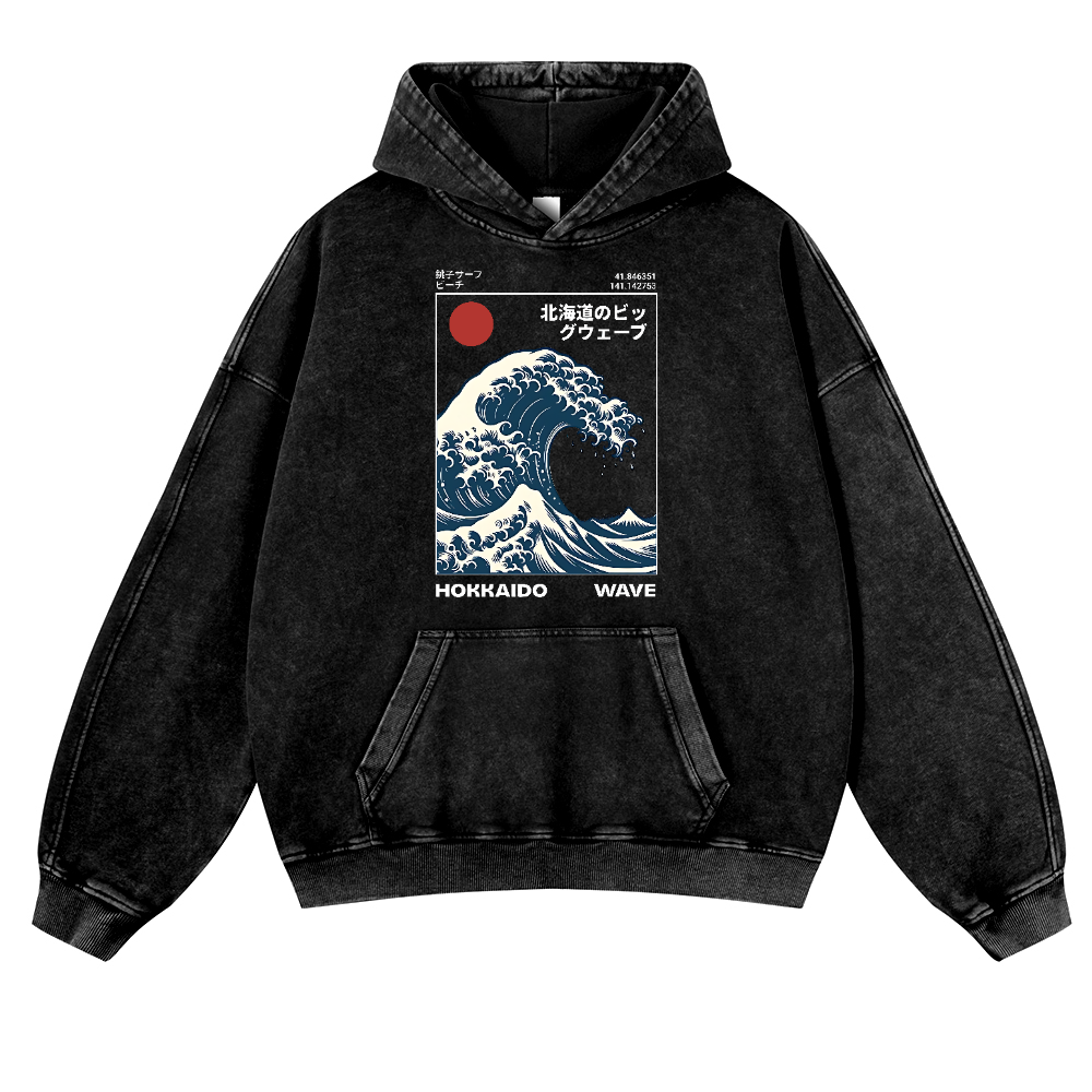 Katsushika Hokusai Vintage Washed Thick Cotton Hoodie