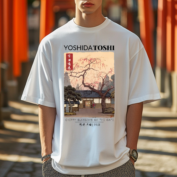Yoshida Toshi Blossoms Ukiyoe Japanese Style Classic Tee