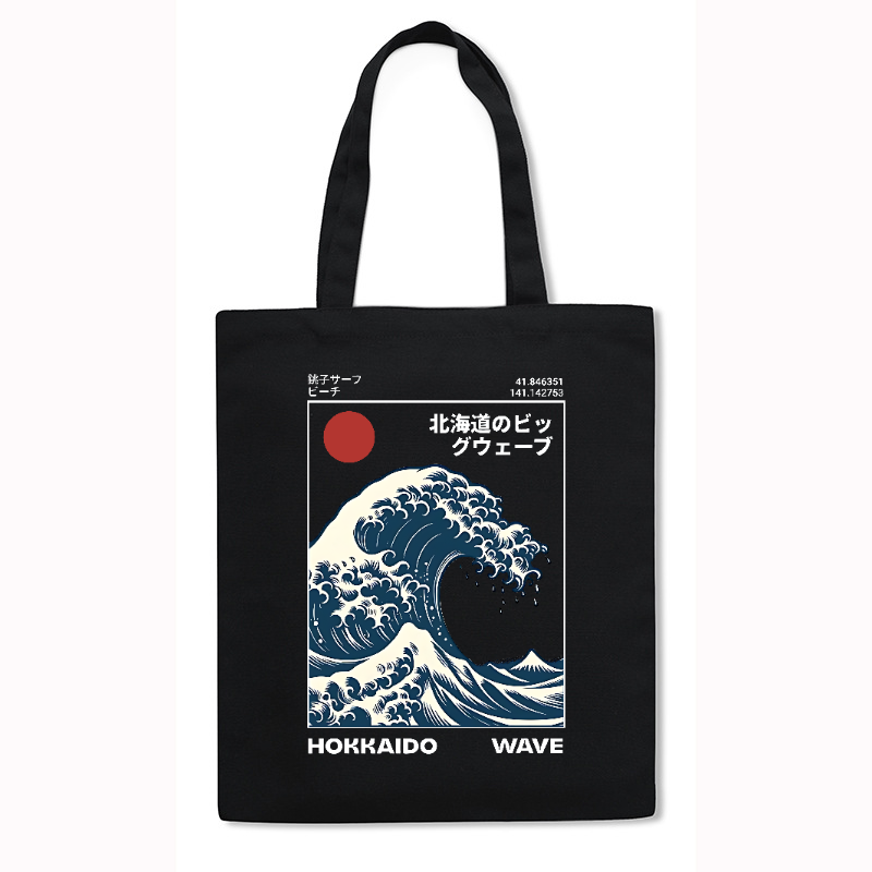 Katsushika Hokusai Wave Ukiyoe Japanese Style Canvas Tote Bag