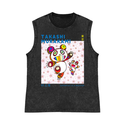 Panda TM Pure Cotton Wash-Dyed Sleeveless Tank Top